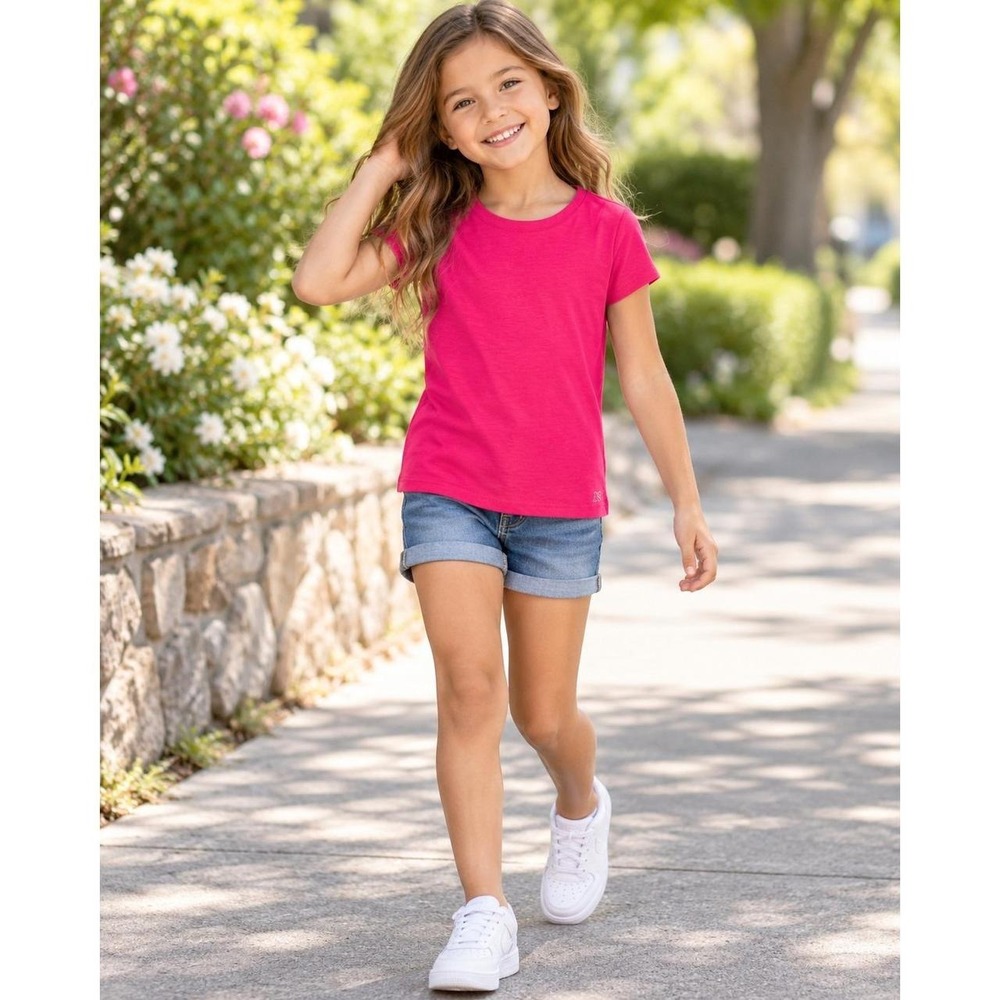 DKNY Girls Pink Short Sleeve Cutout Back Active Tee Shirt Size Medium NWT